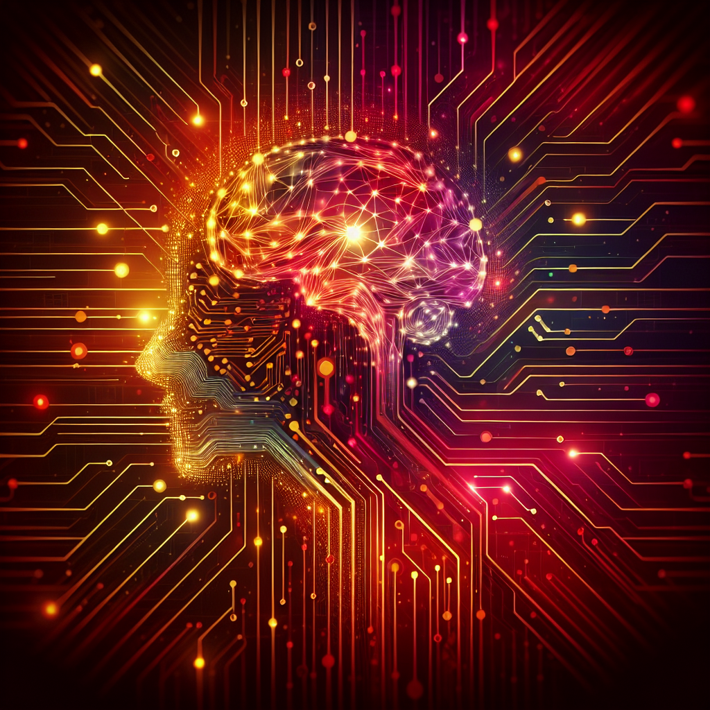 Beautiful AI themed illustration in yellow and red colors